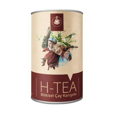 H-Tea dökme bitki çayı, bordo bantlı karton silindir